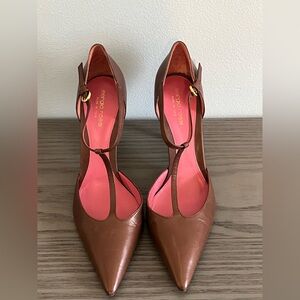 Sergio Rossi T-strap Brown Heels Size 40